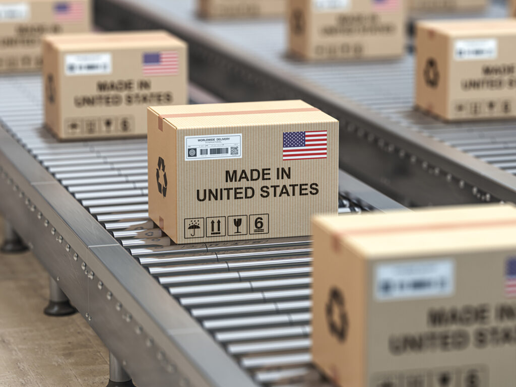 Made in USA. Cardboard boxes