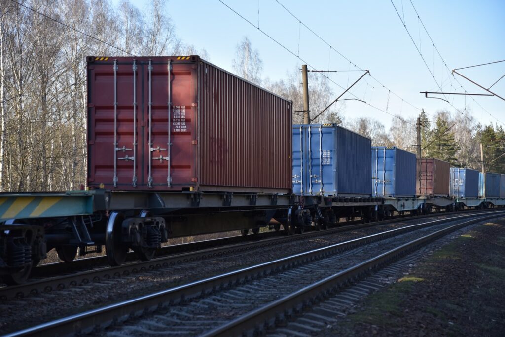 an image of rail freight being hauled efficiently